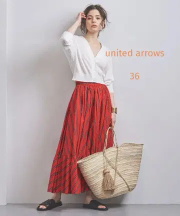 unitedarrows 스트라이프 티어드 맥시 스커트