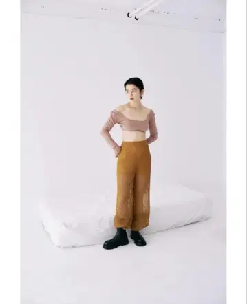 Mediam Wide mesh pants 브라운