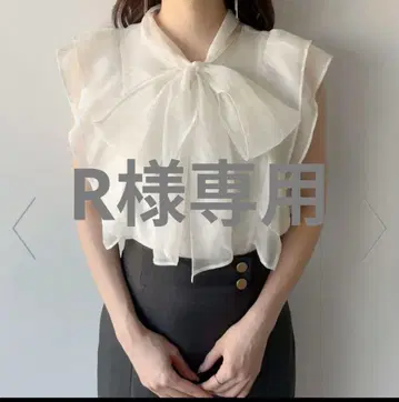 mipiarl 슬리브리스 보타이 와셔 시어 블라우스 화이트