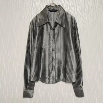 BODY DRESSING 광택 스트라이프 셔츠 고급 긴팔 여성용