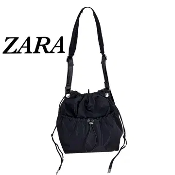 ZARA 자라 나일론 복조리 숄더백 블랙 드로우 스트링