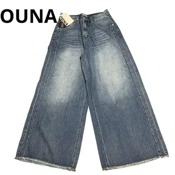 새상품 OUNA 부드러운 데님 와이드 팬츠 L
