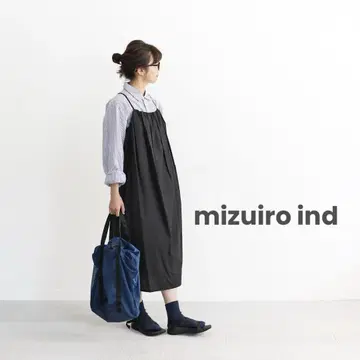 mizuiro-ind 볼륨 스트랩 원피스 블랙 소프트 내추럴
