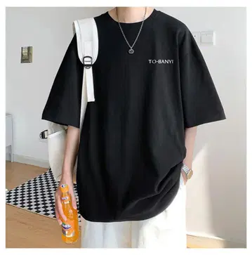 TO-BANYI 반팔 빅 사이즈 빅 티셔츠 무지 블랙 컬러 2XL 3L