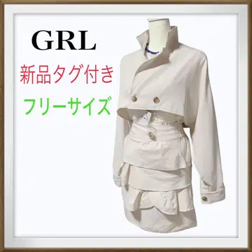GRL 택 포함 새상품 긴팔 더블 버튼 오프숄더 미니 길이 자켓 F