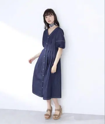 질스튜어트 턱 허리 원피스 스카프 포함 M