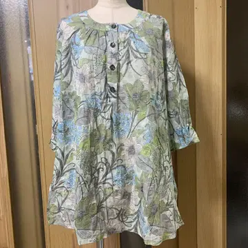 꽃무늬 5부 소매 넉넉한 튜닉