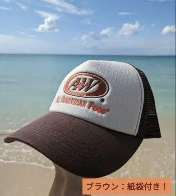A&W 오키나와 메쉬 로고 캡 종이 봉투 포함! [브라운]