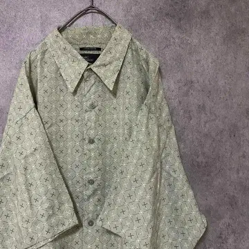 90s 빈티지 반팔 패턴 셔츠 레이온 남성용 XL 구제 개성파