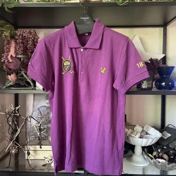 Lyle & Scott 보라색 피케 셔츠 M