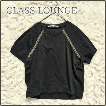 CLASS LOUNGE 자유구 면 100% 티셔츠 블랙 레이스 38