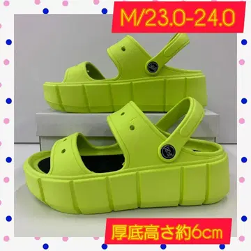 M/23.0-24.0cm 여성용 새상품 통굽 샌들 미사용 새상품 그린