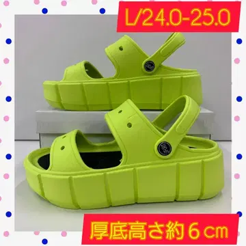 L/24.0-25.0cm 여성용 새상품 통굽 샌들 미사용 새상품 그린