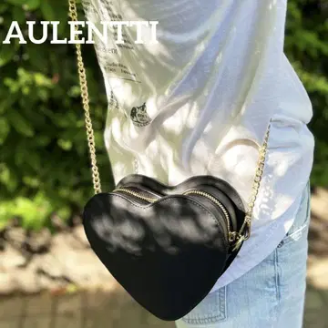 미사용급 AULENTTI 하트 숄더백 별주 블랙 오우렌티