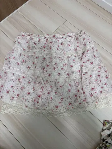 꽃무늬 레이스 프릴 미니 스커트 페어리 그런지 히메 스타일