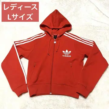 아디다스 빨간색 풀 지퍼 후디 저지 (L 사이즈)