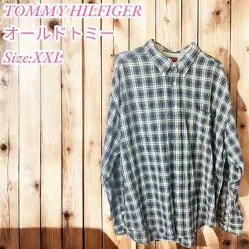 90s 플래그 택 타미힐피거 체크 긴팔 셔츠 2XL