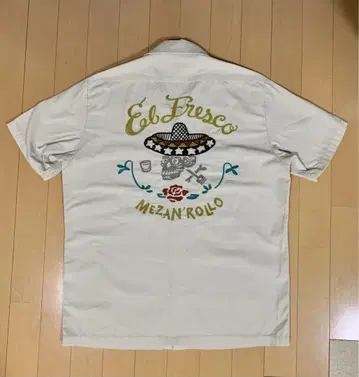 Schott 샷 멕시칸 스컬 자수 S/S 워크 셔츠 베이지 M