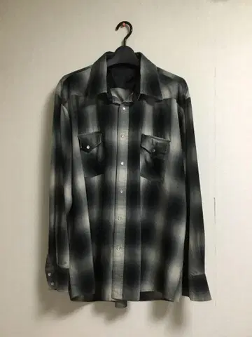 90s 긴팔 플란넬 셔츠 블랙 그레이 체크