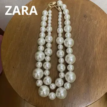 ZARA/자라/빅 펄 목걸이 2개 세트/헝겊 가방 포함