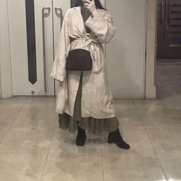 LUIK vintage 린넨 코튼 크로스 배럴 코트