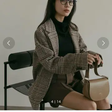 N WITH. 브라운 계열 체크 무늬 테일러드 자켓