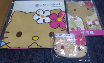 산리오 쿠지 일광화상 키티 손거울 레저 시트 얼굴 모양 파우치