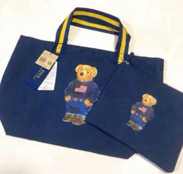 새상품 폴로 랄프로렌 폴로베어 파우치 포함 토트백 에코백 네이비