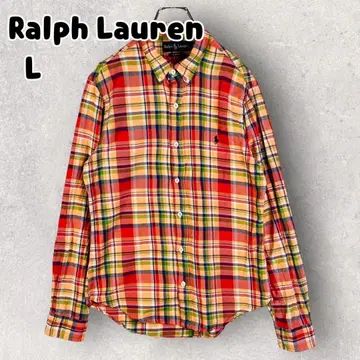 Ralph Lauren 긴팔 셔츠 L 체크 슬림핏 레드