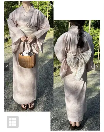 선화 꽃무늬 유카타 세트 벚꽃 같은 연한 핑크
