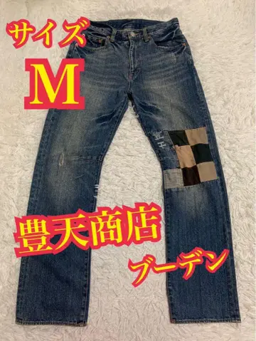 토요텐 상점 부덴 상점 데님 청바지 일본풍 패턴 인디고 M