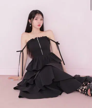 mmeeme 엠미에메 엠에메 사이드 리본 티어드 원피스