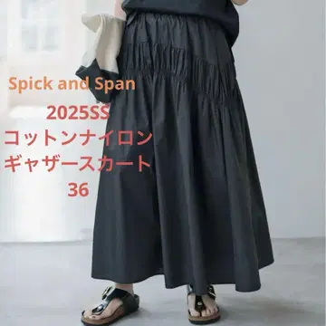 2025SS 스픽 앤 스팬 코튼 나일론 개더 스커트 36