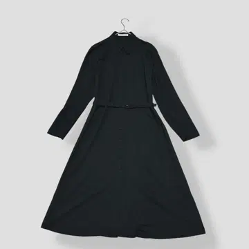 카모마일 벨트 레이온 울 롱 셔츠 원피스 블랙 9