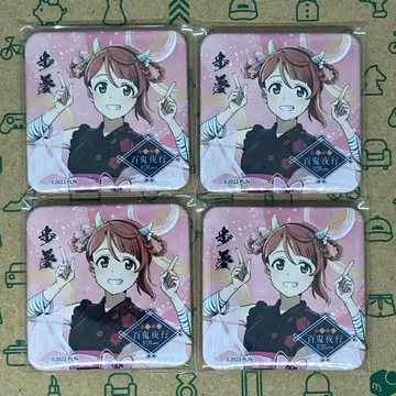 우에하라 아유무 일본풍 스퀘어 캔뱃지 4세트 니지가쿠 백귀야행