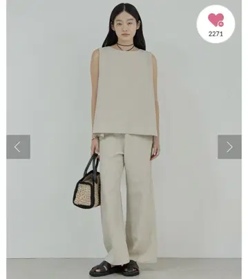 개럴개런트 슬리브리스 탑 베이지 아이보리
