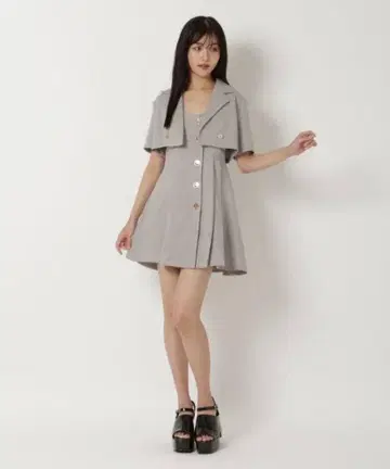 REDYAZEL 하프 슬리브 숏 자켓 x 트렌치 미니 쟝스카 세트