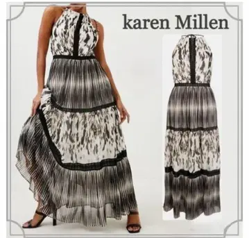 karen Millen 비치 패치워크 프린트 직조 맥시