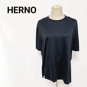 HERNO 실크 혼방 반팔 티셔츠 다크 네이비 50 사이즈