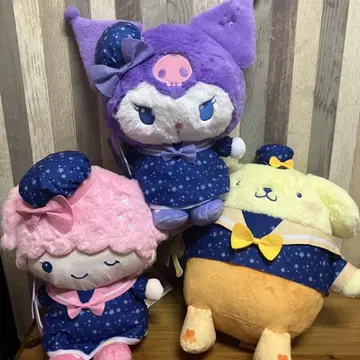 산리오 폼폼푸딩 & 키키 & 쿠로미 봉제 인형 3개 세트 별 패턴