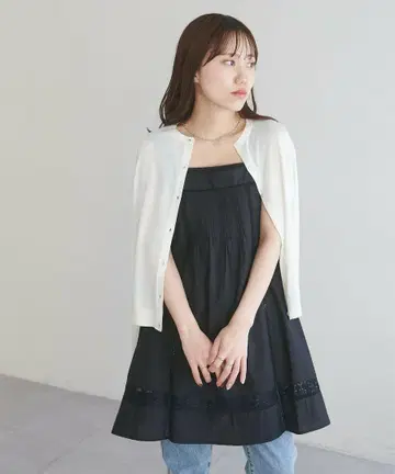 Discoat 레이스 슬리브리스 튜닉 블랙 완판템