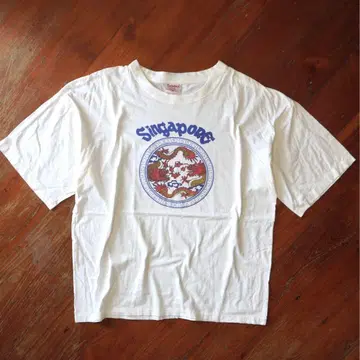 90s 드래곤 용 싱가포르 티셔츠 빈티지 일본제 화이트 XL
