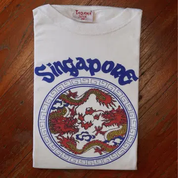 90s 드래곤 용 싱가포르 티셔츠 빈티지 일본제 화이트 XL