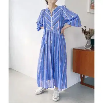 누키테파 코튼 보일 스트라이프 드레스 2023S/S