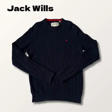 Jack Wills 크루넥 자수 로고 니트 스웨터 남성용 M 네이비