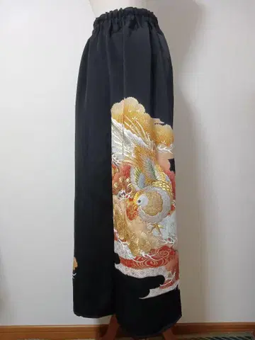 순수 실크 공작 자수 전통 예복 기모노 리메이크 팬츠