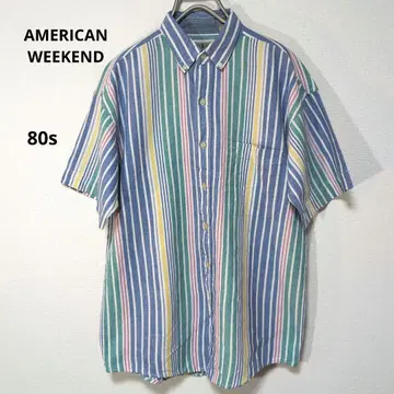 AMERICAN WEEKEND 80s 90s 셔츠 반팔 M 스트라이프