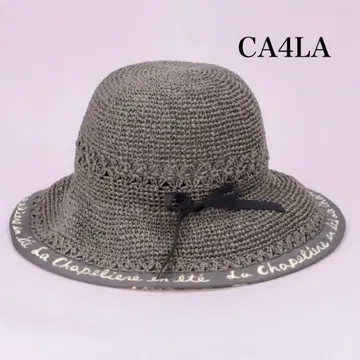 CA4LA 리본 포함 그레이 밀짚모자