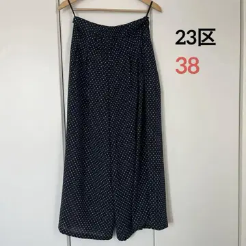 23구 와이드 팬츠 네이비 도트 무늬 38 사이즈