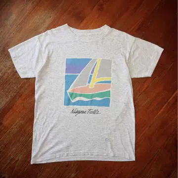 90s 나이아가라 폭포 티셔츠 빈티지 요트 바다 USA제 그레이